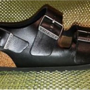 Birkenstock Amalfi Black Leather Milano- size 38, regular width, soft footbed.